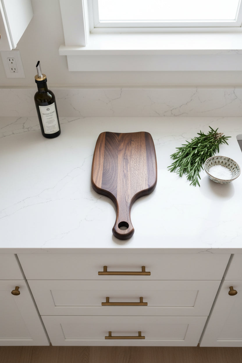 Handcrafted Cutting Board – 7" × 15" × 3/4" Black Walnut with Handle