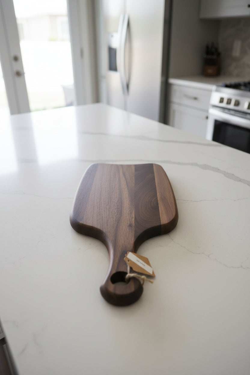 Handcrafted Cutting Board – 7" × 15" × 3/4" Black Walnut with Handle