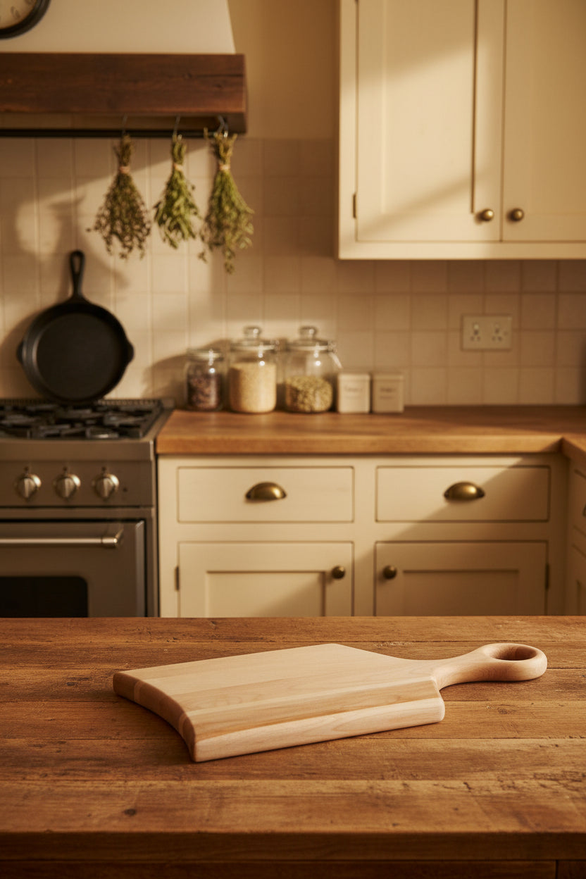 Handcrafted Cutting Board – 7.5" × 15" × 3/4" Northern Hard Maple with Handle