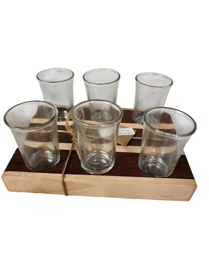 Handcrafted Shot Flight | Black Walnut & Hard Maple | Holds 6 Shot Glasses (1.5 oz each)