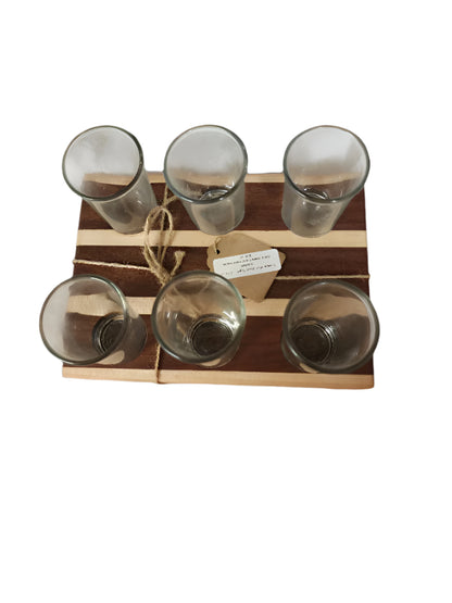 Handcrafted Shot Flight | Black Walnut & Hard Maple | Holds 6 Shot Glasses (1.5 oz each)