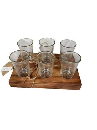 Homemade 6-Place Shot Flight | Spalted Maple | Includes 6 Clear Shot Glasses (1.5 oz Each)