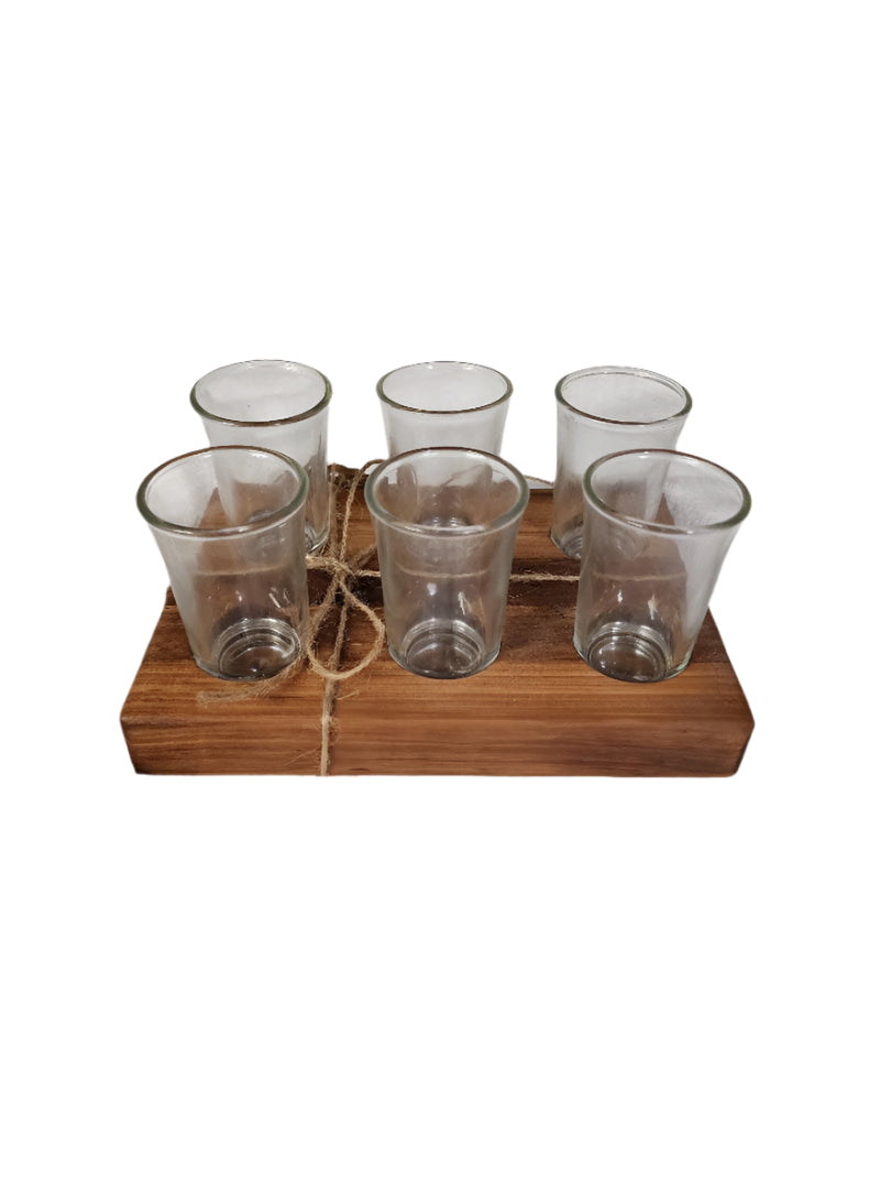 Handcrafted 6-Piece Shot Flight | Spalted Maple | Includes 6 Clear Shot Glasses (1.5 oz Each)