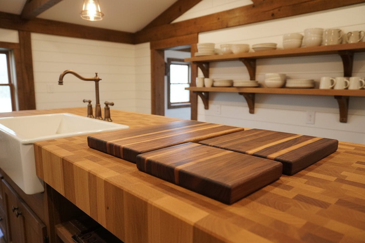 Black Walnut Cutting Board Set — Handcrafted Edge Grain Quality - No Juice Grooves