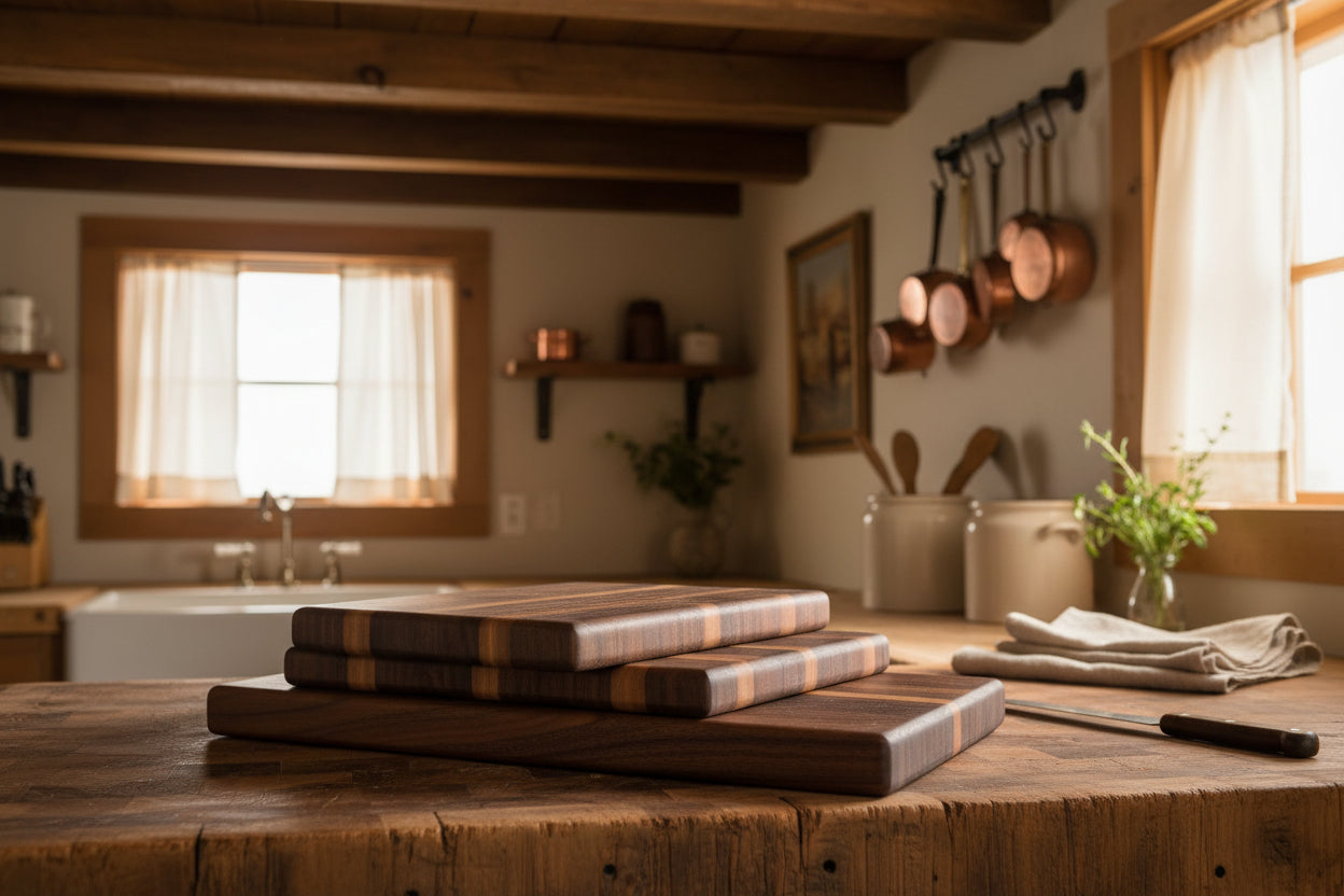 Black Walnut Cutting Board Set — Handcrafted Edge Grain Quality