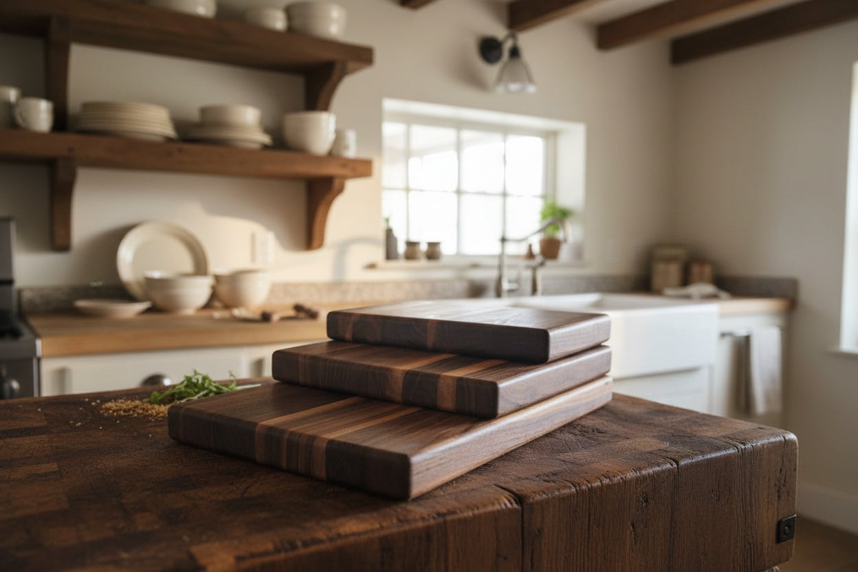 Black Walnut Cutting Board Set — Handcrafted Edge Grain Quality