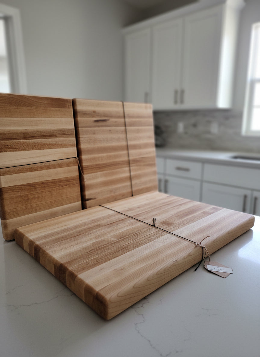Natural Hard Maple Edge‑Grain Cutting Board Set of 3 – 12x18, 12x12, 8x12