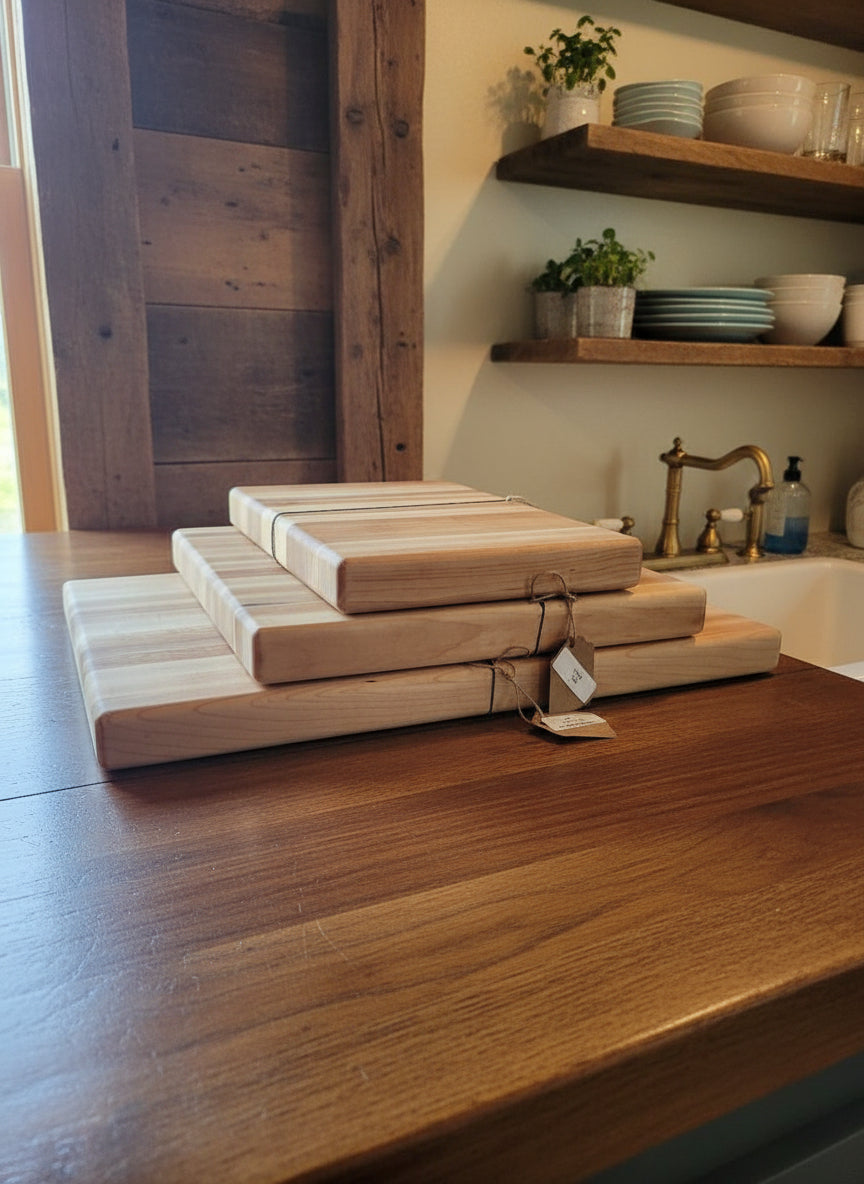 Natural Hard Maple Edge‑Grain Cutting Board Set of 3 – 12x18, 12x12, 8x12