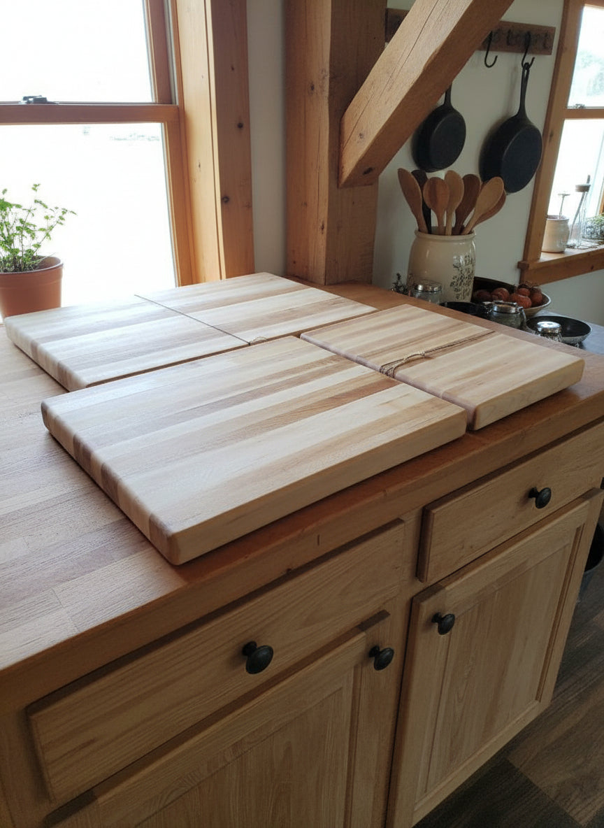 Natural Hard Maple Edge‑Grain Cutting Board Set of 3 – 12x18, 12x12, 8x12