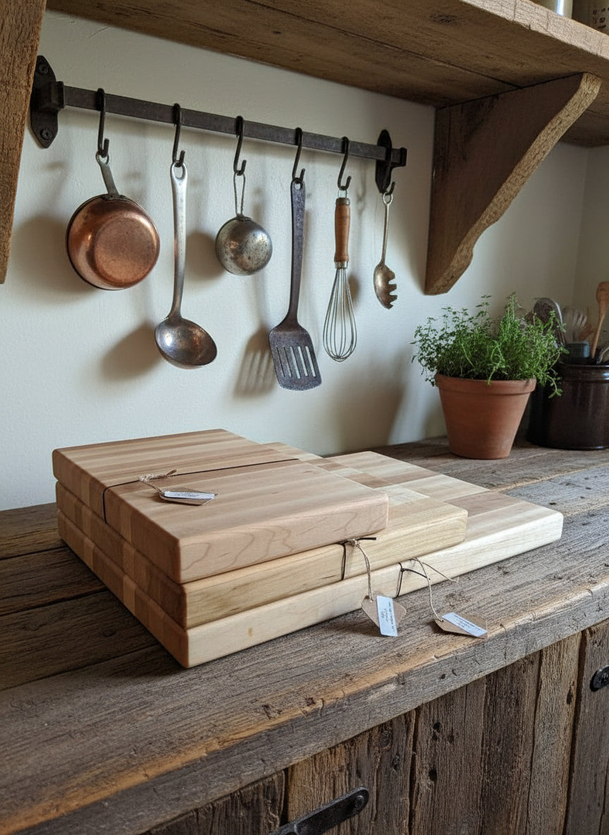 Natural Hard Maple Edge‑Grain Cutting Board Set of 3 – 12x18, 12x12, 8x12