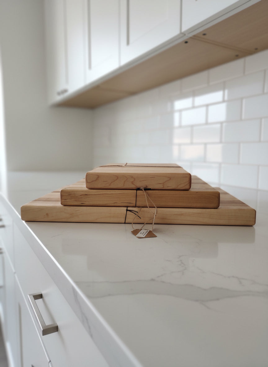 Natural Hard Maple Edge‑Grain Cutting Board Set of 3 – 12x18, 12x12, 8x12