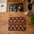 Handcrafted End‑Grain Exotic Woods Cutting Board — Purpleheart, Yellowheart, Canarywood, Tigerwood & Ambrosia Maple (11x15x2")