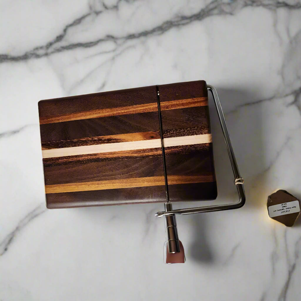 Artisan Cheese Slicer - Black Walnut Tigerwood and Maple - Cheese Cutter