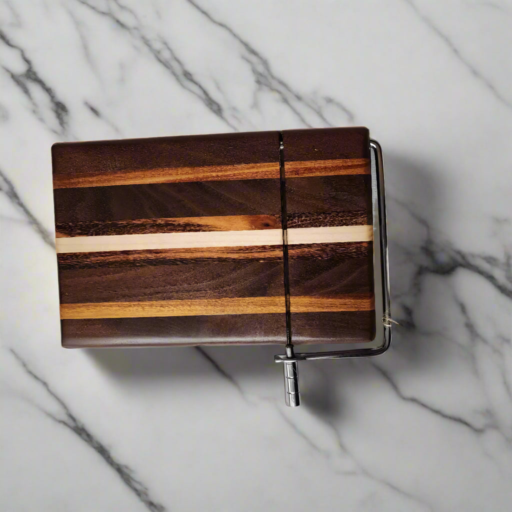 Artisan Cheese Slicer - Black Walnut Tigerwood and Maple - Cheese Cutter