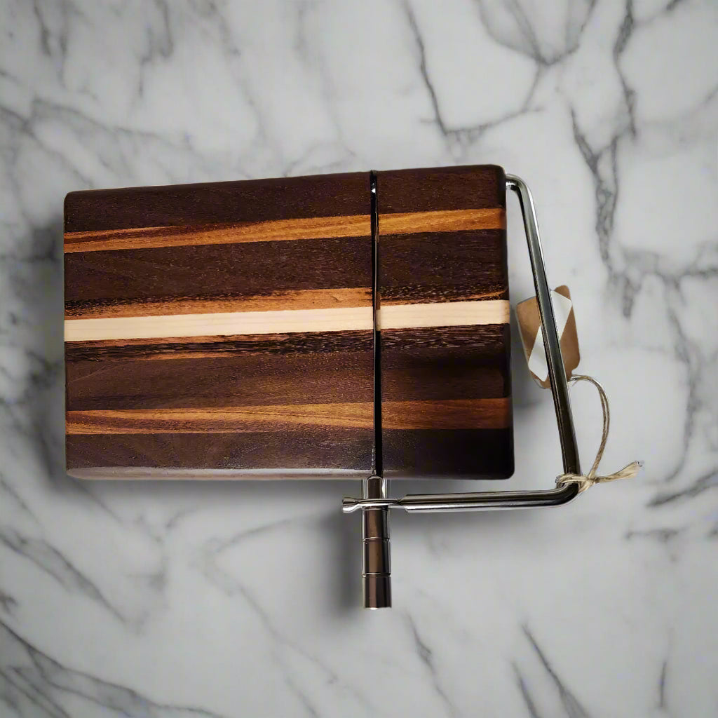 Artisan Cheese Slicer - Black Walnut Tigerwood and Maple - Cheese Cutter