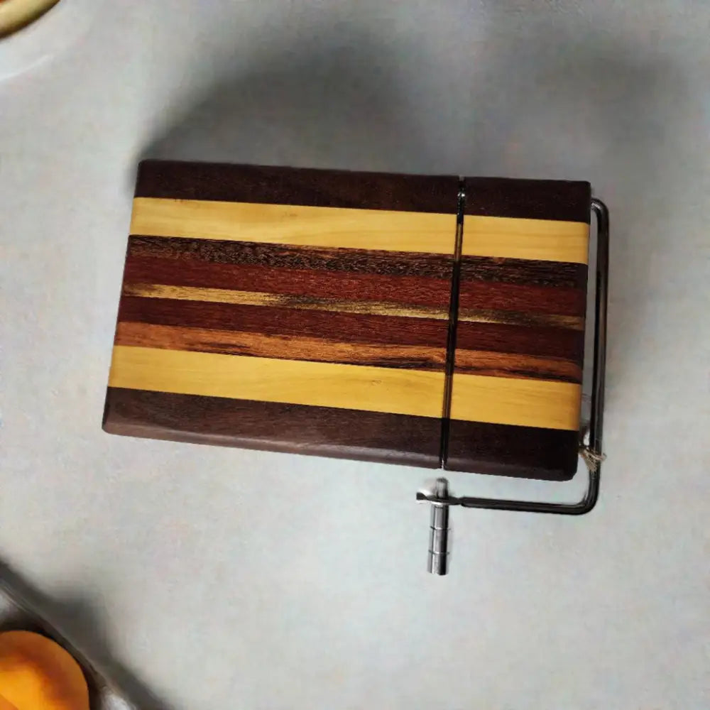 Artisan Cheese Slicer - Black Walnut Tigerwood Padauk and Yellowheart - Cheese Cutter