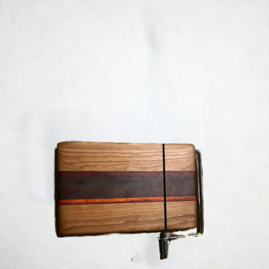 6" x 9" x 3/4" Handcrafted Cheese Slicer - Cherry, Bloodwood, Paduk, Walnut, Eco-Friendly, Extra Cheese Wire (CB-6111)