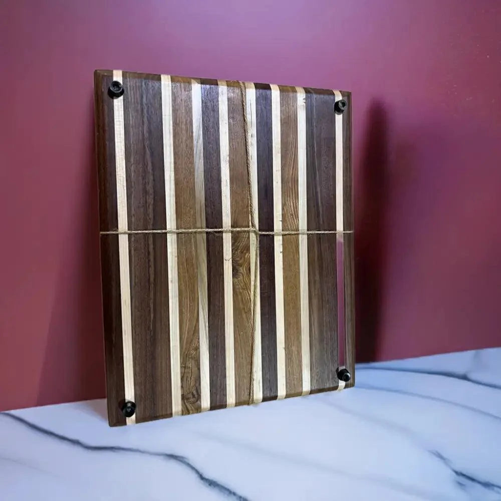Handcrafted 12”x15”x1.5” Cutting Board - Black Walnut Maple Black Ash with Non-Slip Feet - Cutting Board