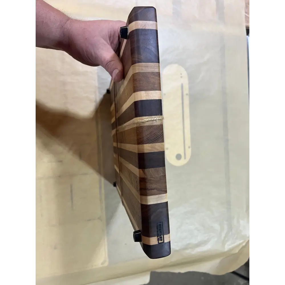 Handcrafted 12”x15”x1.5” Cutting Board - Black Walnut Maple Black Ash with Non-Slip Feet - Cutting Board