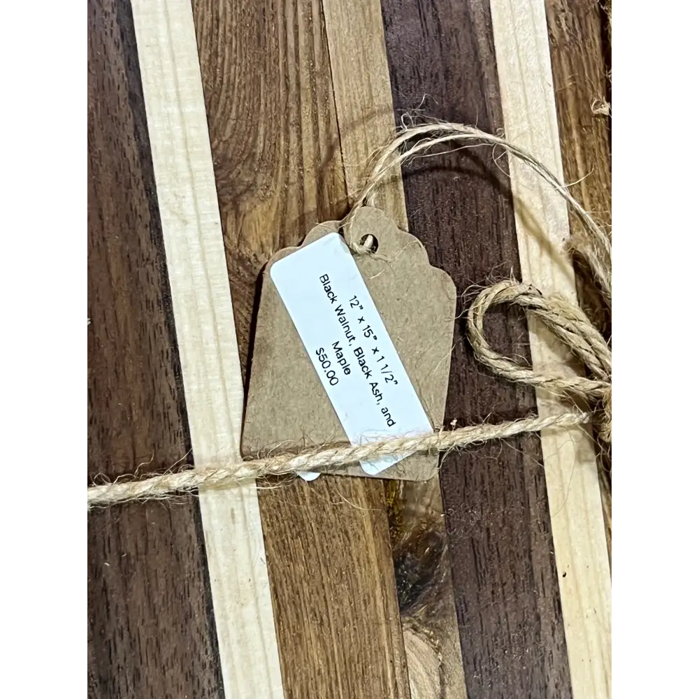Handcrafted 12”x15”x1.5” Cutting Board - Black Walnut Maple Black Ash with Non-Slip Feet - Cutting Board