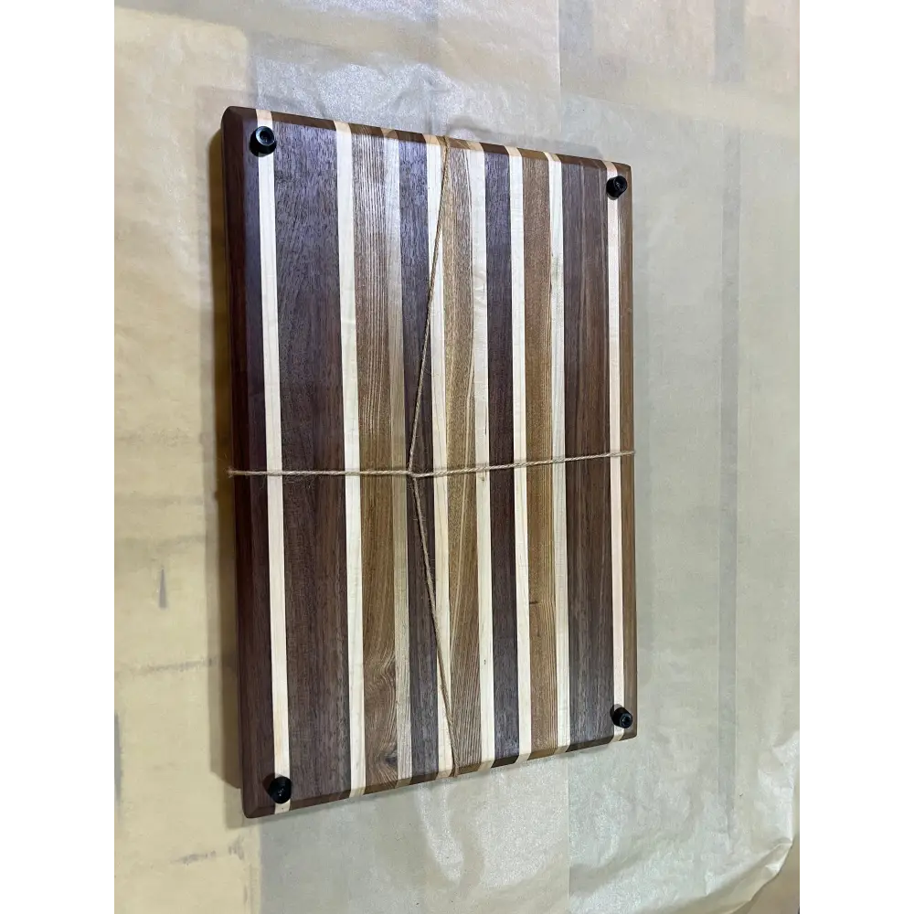 Handcrafted 12”x18”x1.5” Chopping Board - Black Walnut Maple Black Ash with Non-Slip Feet - Cutting Board