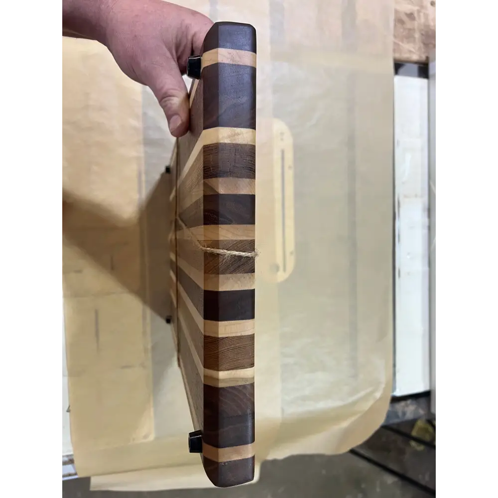 Handcrafted 12”x18”x1.5” Chopping Board - Black Walnut Maple Black Ash with Non-Slip Feet - Cutting Board