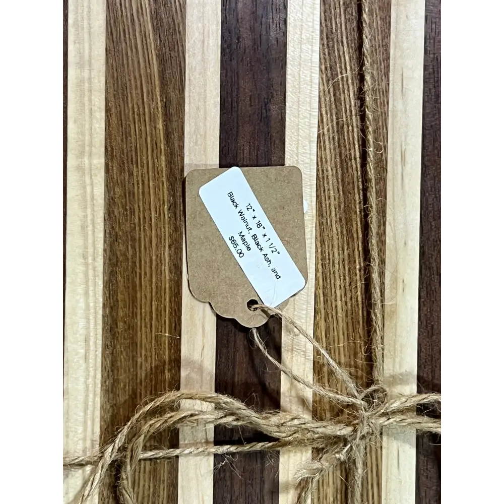 Handcrafted 12”x18”x1.5” Chopping Board - Black Walnut Maple Black Ash with Non-Slip Feet - Cutting Board