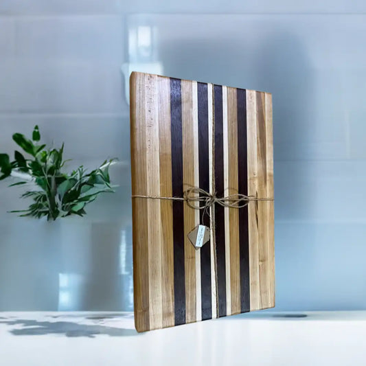 Handcrafted 12”x18”x1.5” Chopping Board - Black Walnut Maple Cherry with Non-Slip Feet - Cutting Board