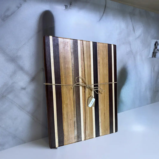 Handcrafted 12x16x1.5” Cutting Board - Black Walnut Cherry Maple with Non-Slip Feet - Cutting Board