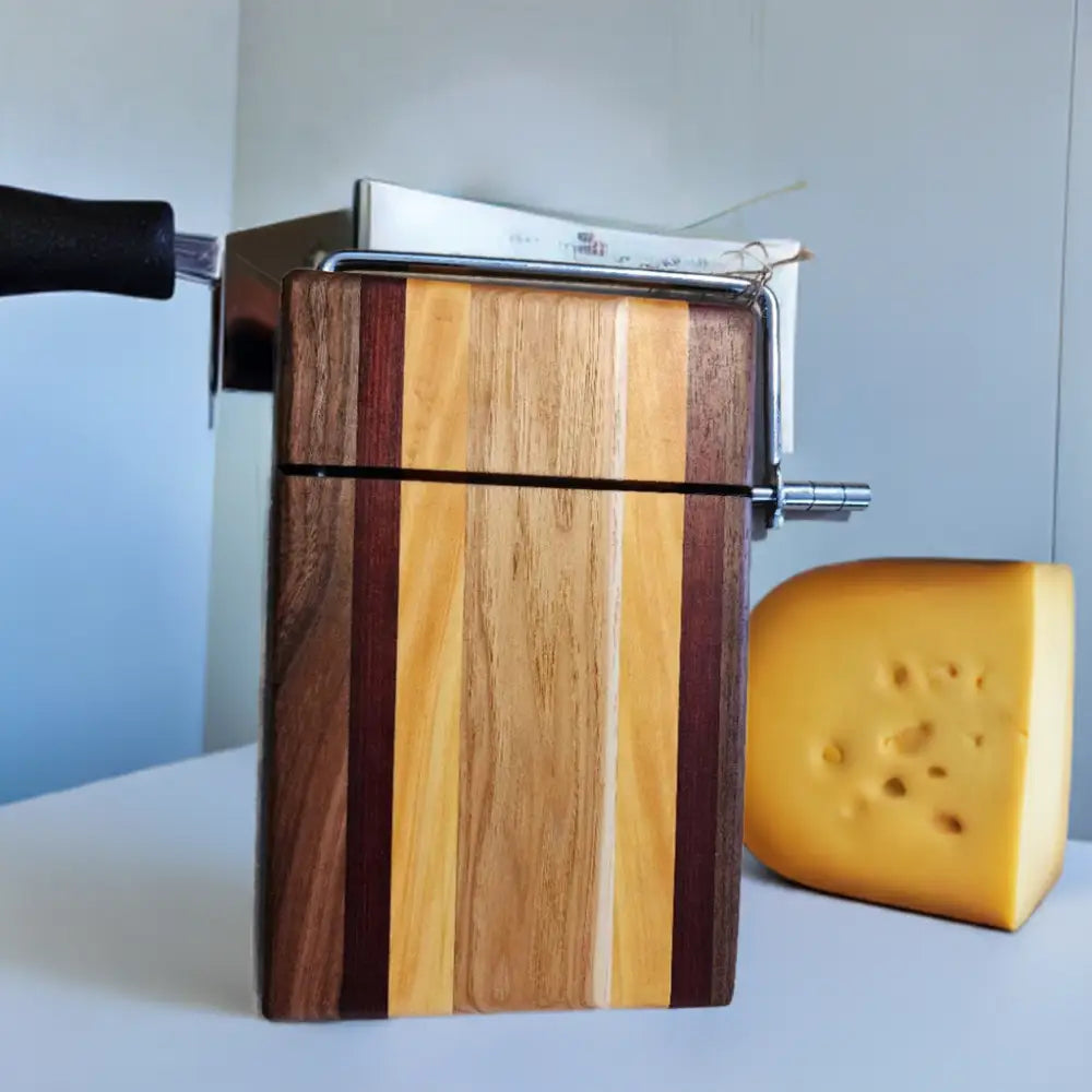 Handcrafted 6x9x3/4’’ Cheese Cutter - Bloodwood Black Walnut Canarywood Hickory - Cheese Cutter