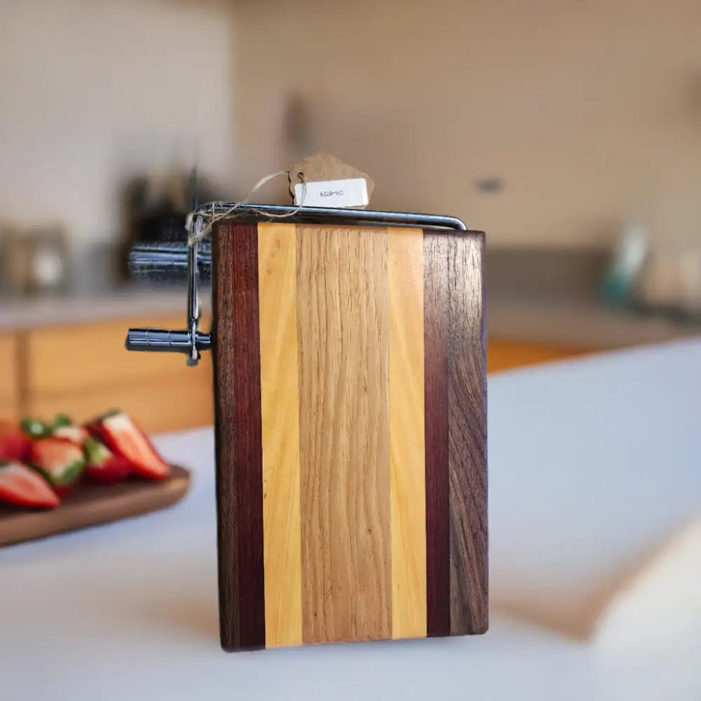 Handcrafted 6x9x3/4’’ Cheese Cutter - Bloodwood Black Walnut Canarywood Hickory - Cheese Cutter