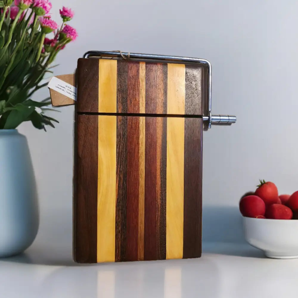 Handcrafted 6x9x3/4’’ Cheese Slicer - Black Walnut Yellowheart Bloodwood Tigerwood - Cheese Cutter