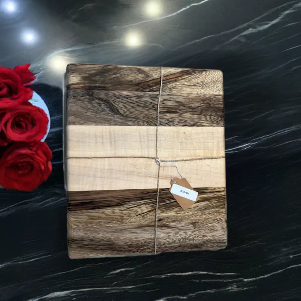 Handcrafted Black Limba and Hard Maple Cutting Board - 9x11x7/8 Inches (SB-3732) - Stewarts Blocks and Boards