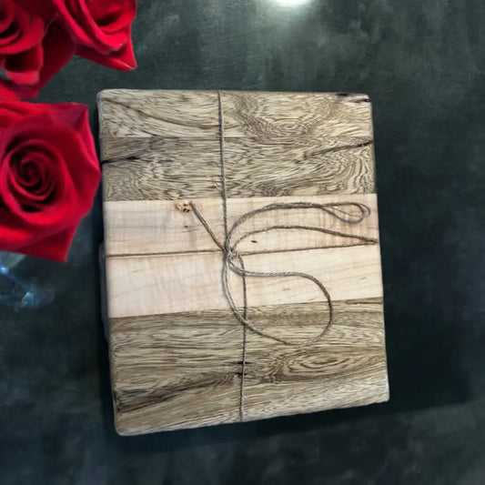 Handcrafted Black Limba and Hard Maple Cutting Board - 9x11x7/8 Inches (SB-3732) - Stewarts Blocks and Boards