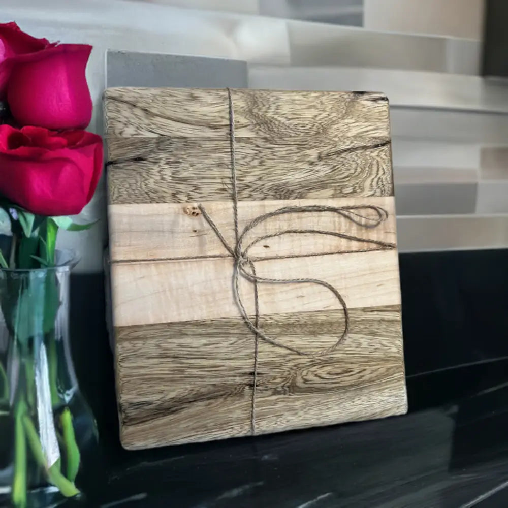 Handcrafted Black Limba and Hard Maple Cutting Board - 9x11x7/8 Inches (SB-3732) - Stewarts Blocks and Boards