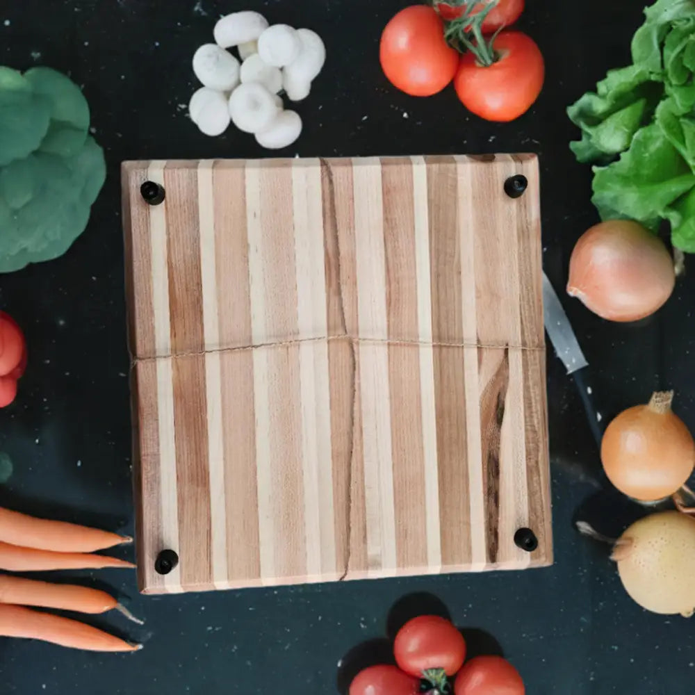 Handcrafted Hard Maple Butcher Block with Peg Feet - 8x12x1.5 Inches (SB-3738) - Stewarts Blocks and Boards