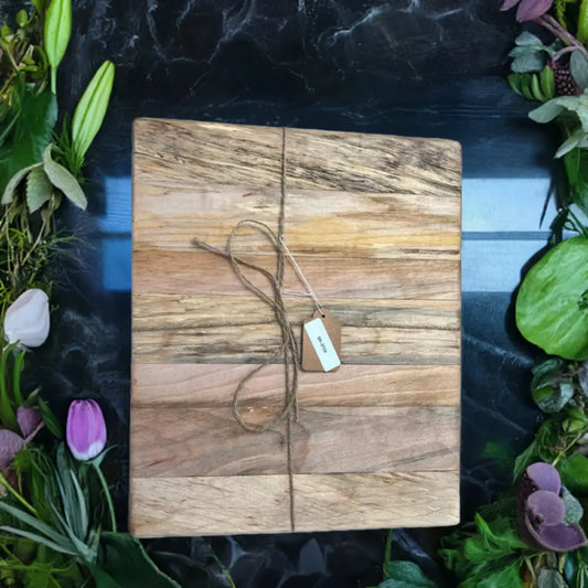 Handcrafted Spalted Maple Cutting Board with Black Walnut Dowels - 12x10x3/4 Inches (SB-3729) - Stewarts Blocks and Boards