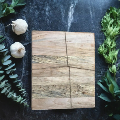 Handcrafted Spalted Maple Cutting Board with Black Walnut Dowels - 12x10x3/4 Inches (SB-3729) - Stewarts Blocks and Boards