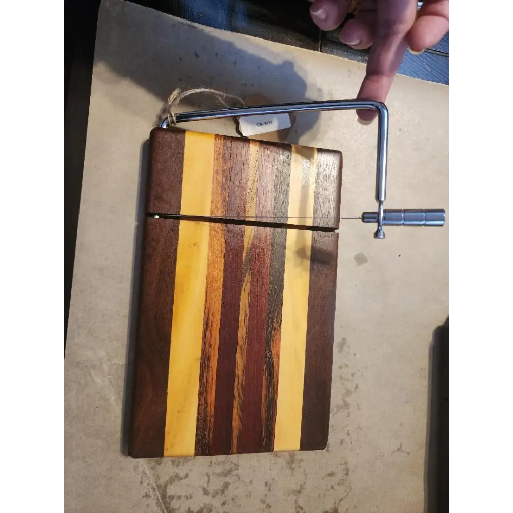 Handmade 6x9x3/4’’ Cheese Slicer - Black Walnut Yellowheart Bloodwood Tigerwood - Cheese Cutter