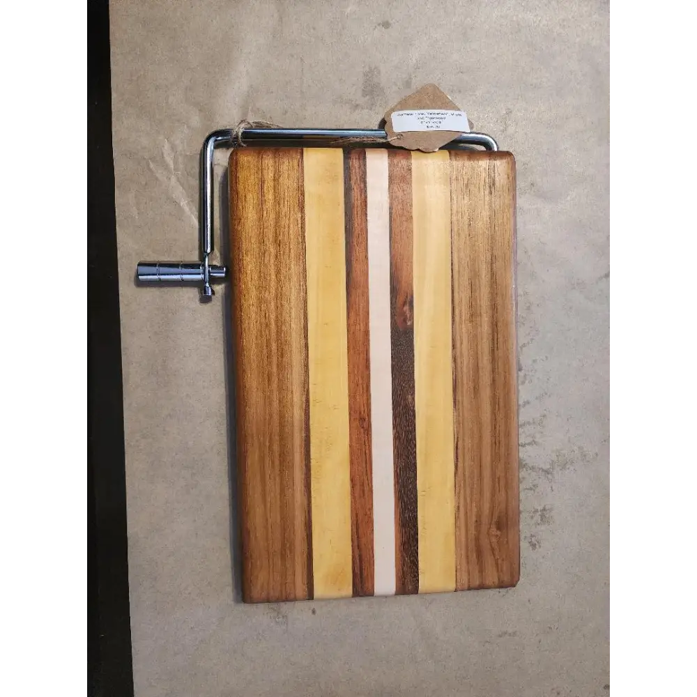 Handmade 6x9x3/4’’ Cheese Slicer - Burmese Teak Yellowheart Maple Tigerwood - Cheese Cutter