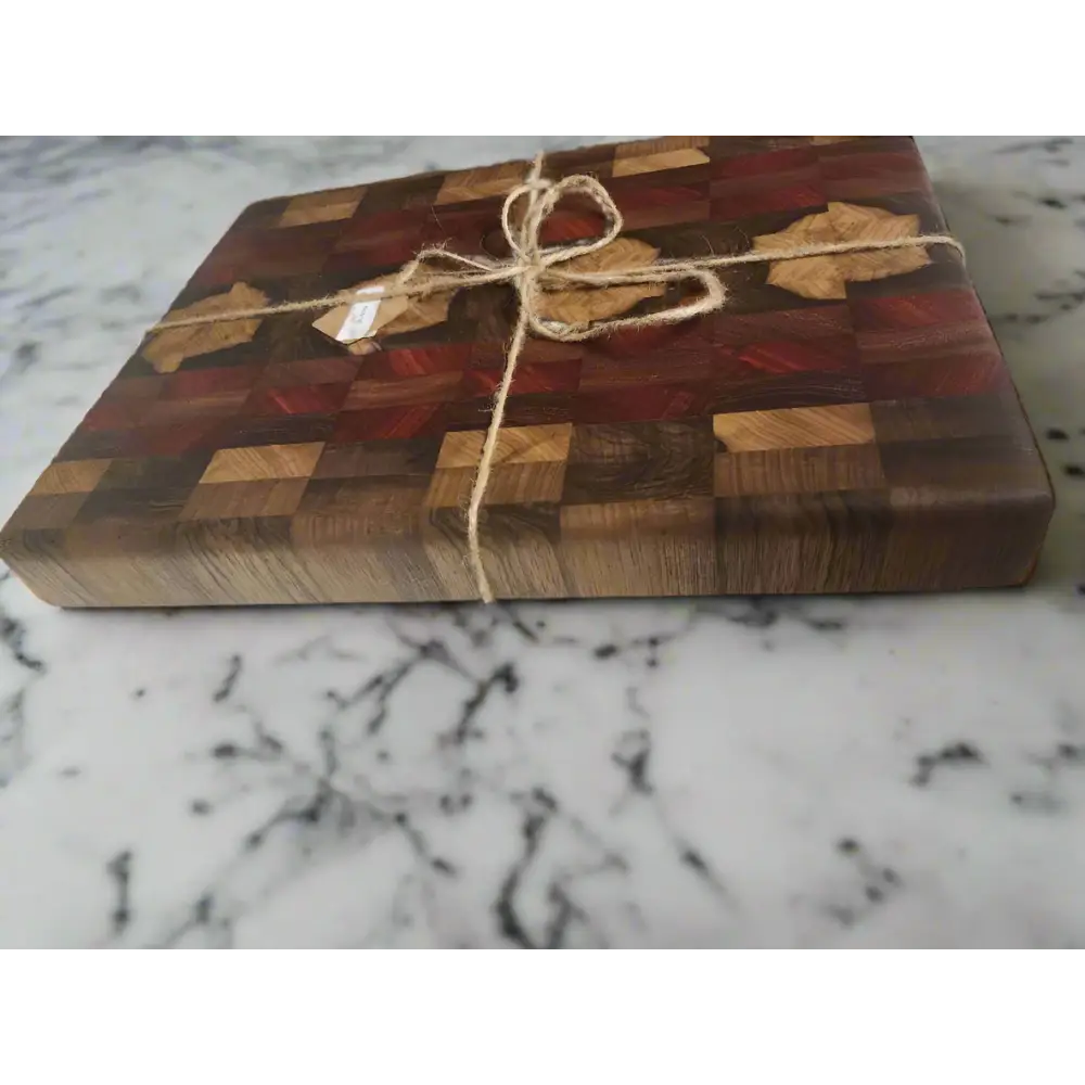 Handmade Butcher Block - Black Limba Merabu and Padauk with Non-Slip Feet (11’’x15’’x2’’) - Butcher Block