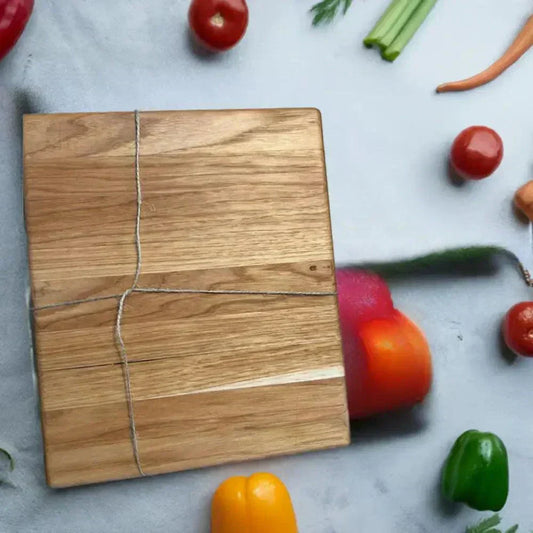 Handmade Cutting Board -Hickory 9x11x3/4 Inches; durable and unique design perfect for kitchen tasks; premium wood grain.
