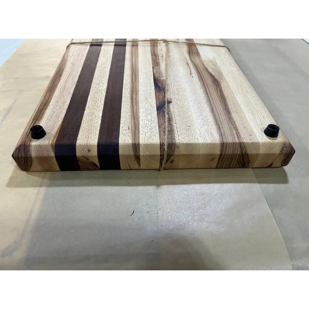 Premium 12”x22”x1.5” Hickory and Black Walnut Cutting Board with Non-Slip Feet - Cutting Board