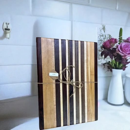 Premium Handcrafted 12x16x1.5” Cutting Board - Black Walnut Cherry Maple with Non-Slip Feet - Cutting Board