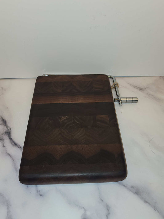 Left-Handed Black Walnut End Grain Cheese Slicer – 5.5"x8"x¾" | Durable, Handcrafted Elegance