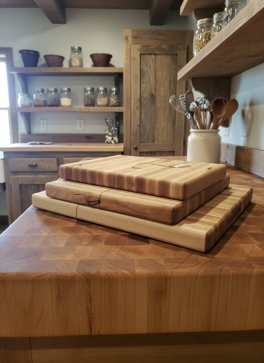 Hard Maple Edge‑Grain Cutting Board Set of 3 – 12x16, 12x12, 8x12