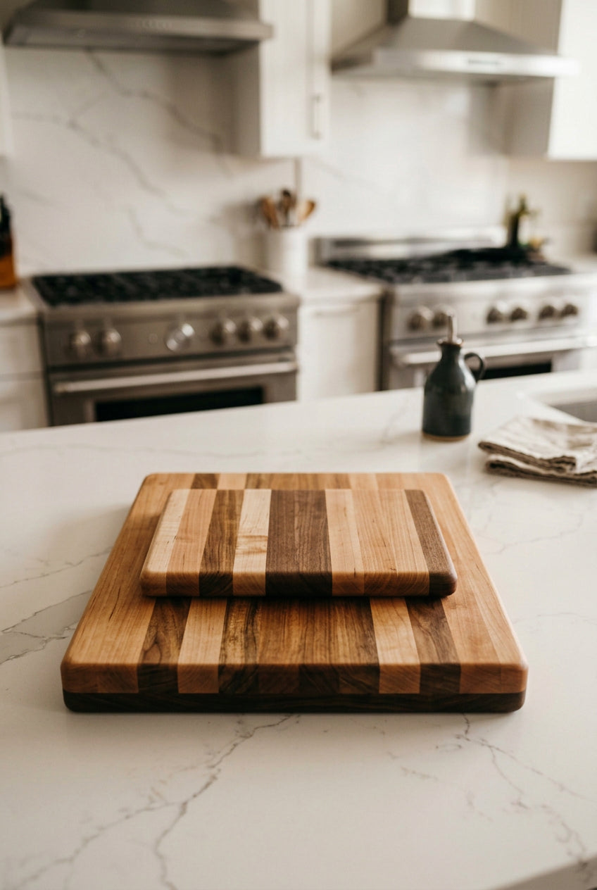 Natural Hard Maple Cutting Board Set – 2 Lightweight Prep Boards