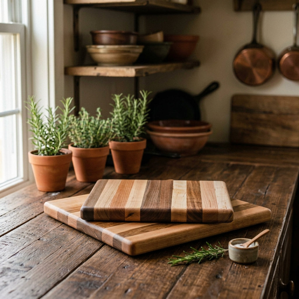 Natural Hard Maple Cutting Board Set – 2 Lightweight Prep Boards